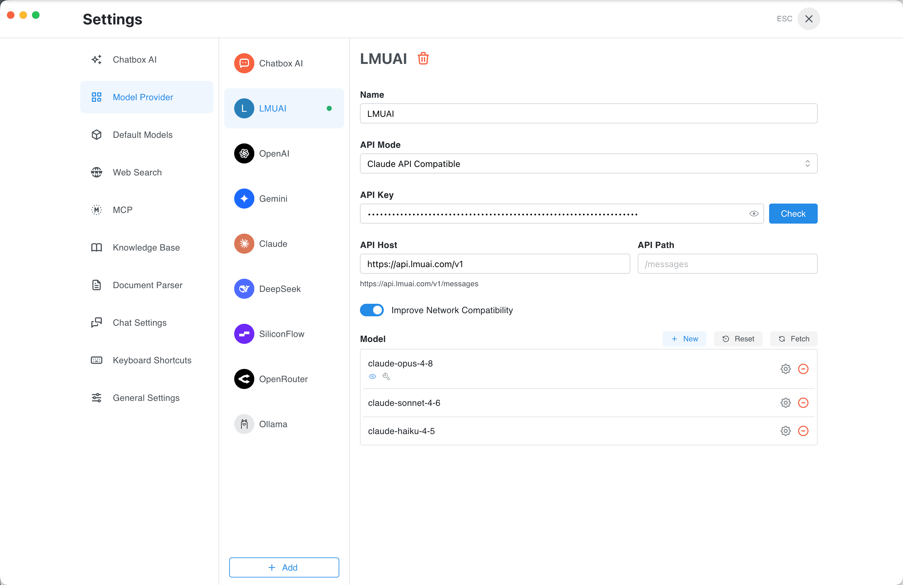 Adding a provider in Chatbox desktop